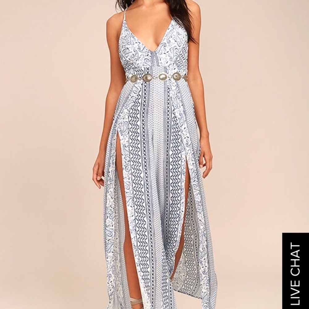 Lulu’s Bora Bora Blue Printed Jumpsuit